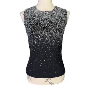 St. John Evening Black Paillette Sleeveless Knit Top Size 2